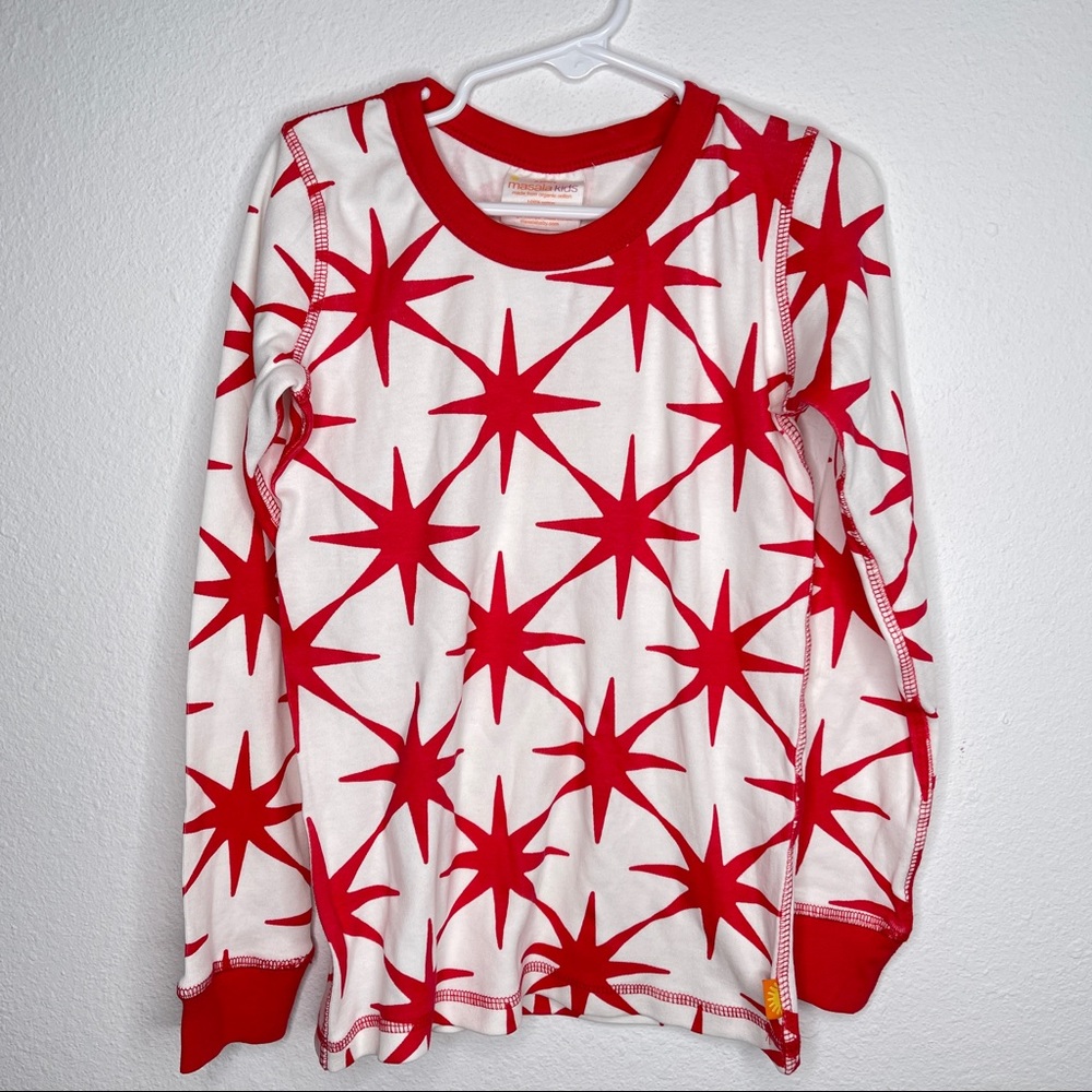 New Masala Kids top shirt tee tshirt red stars Sz 8 boy or girl